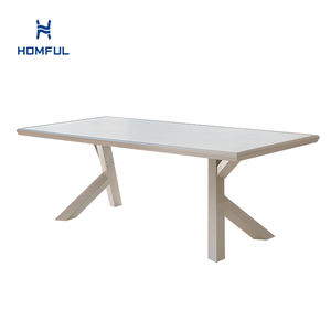Mesa <span class=keywords><strong>de</strong></span> Comedor Rectangular <span class=keywords><strong>de</strong></span> Aluminio <span class=keywords><strong>para</strong></span> Exteriores Homful, 210 x 97 cm, Superficie <span class=keywords><strong>de</strong></span> Imitación Madera PS, Muebles <span class=keywords><strong>para</strong></span> Patio, Jardín o <span class=keywords><strong>Terraza</strong></span>, <span class=keywords><strong>para</strong></span> 6 u 8 Personas - Product Image 2