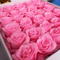Têtes de roses scintillantes, fleurs en cristal, fleurs en poudre or rose, bleu Enchantress, bouquet de la Saint-Valentin, matériel DIY, fleurs de roses scintillantes
