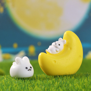 Decorazione da Scrivania Creativa e Carina a Forma di Nuvola, Accessori Fai-da-Te con Luna e Coniglietto Cartoon, Realizzati in Resina - Product Image 3