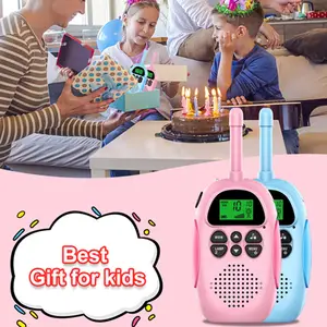 Los niños la mejor juguete 2 colores de largo alcance de carga USB linterna exploración del canal pantalla LCD alarma de batería baja walkie talkies