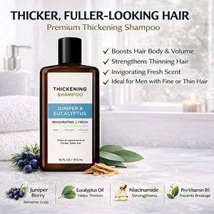 Shampooing Épaississant et Volumisant Anti-Pelliculaire Juniper Eucalyptus <span class=keywords><strong>pour</strong></span> Hommes, Qualité Barbier, <span class=keywords><strong>Cheveux</strong></span> Fins et <span class=keywords><strong>Bouclés</strong></span>, Végétalien, Sans Silicone, Marque Privée - Product Image 2