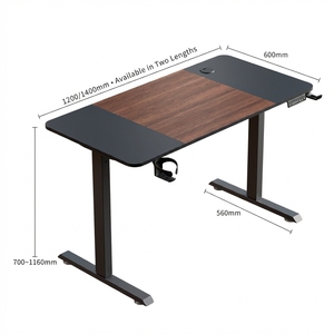 Electric Height <b>Adjustable</b> Standing <b>Desk</b> | Solid Wood Desktop, Black Steel Frame Home <b>Office</b> Use Ergonomic Sit-Stand <b>Office</b> - Product Image 2
