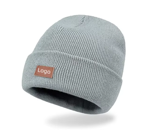 Gorro unisex de punto de color sólido, gorro informal cálido de algodón para invierno para adultos, talla única, ligero y plegable - Product Image 2