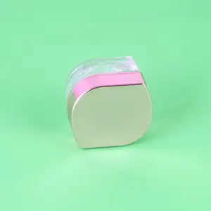 Stoples plastik bening merah muda, toples krim wadah plastik kemasan akrilik kosmetik unik 15g dapat disesuaikan