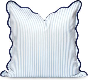 Fodera <span class=keywords><strong>per</strong></span> <span class=keywords><strong>cuscino</strong></span> lombare smerlata in cotone stampato a righe con bordo a contrasto, beige, <span class=keywords><strong>per</strong></span> interni ed <span class=keywords><strong>esterni</strong></span> (solo fodera) - Product Image 5
