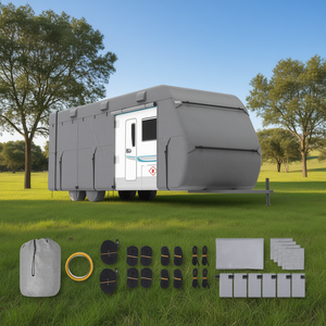 D0100HRS0B6 Camper <b>Cover</b> 30-33ft Non-Woven Fabric Waterproof Outdoor Travel <b>Trailer</b> RV Exterior Accessories - Product Image 2