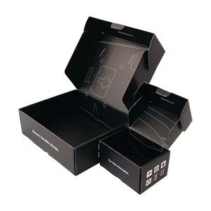 Caja de cartón corrugado plegable, impresión personalizada en negro mate, productos de envío Postal, embalaje de papel para electrónica
