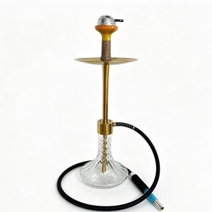 Ensemble Chicha Moderne en Verre avec Tuyau et Bol en Acier Inoxydable et Alliage d'Aluminium, Kit de Fumeur avec Boîte Cadeau pour Bar - Product Image 1