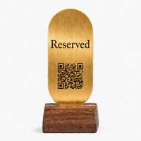 Support de numéro de table en acier avec code QR et menu, finition anodisée, forme personnalisée pour restaurants et cafés, matériau de qualité alimentaire
