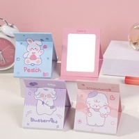 Cermin Rias Mini Lipat Portabel Kertas & Kaca Kartun Lucu yang Dapat Disesuaikan dan Dipersonalisasi dengan Penyangga Meja