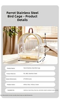 Cage à oiseaux portable de luxe moderne avec distributeur d'eau intégré, idéale pour les voyages, pour perroquets, perruches, budgies et cockatiels