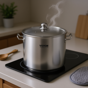 Pentola in acciaio inossidabile da 24Qt con coperchio per fornelli a induzione e a gas - Product Image 2