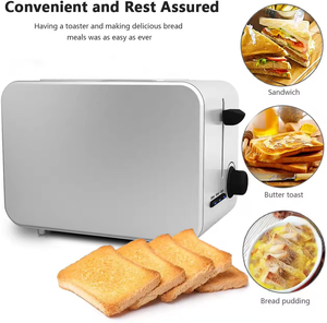 750W Household Basics 2 Slice Extra-Wide Slot <strong>Toaster</strong> with 6 Stall Baking Gear Settings <strong>Silver</strong> <strong>Toaster</strong> - Product Image 3