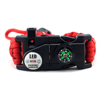 Bracelet de survie multifonctionnel de style militaire en paracorde, équipement de plein air avec boussole intégrée pour le camping en montagne