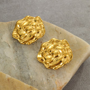 Nimai Classic Vintage joyería de moda Camelia Floral pendientes de acero inoxidable Flor de Oro impermeable Stud pendientes - Product Image 2