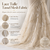 LH Wholesale Tissu en polyester 100% brodé à pampilles, dentelle à sequins et broderie en maille pour robes de mariée, chaussures, personnalisation OEM