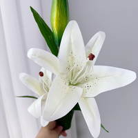 2 Blumen 1 Knospe Realistische Künstliche Lilie mit Echtem Gefühl Latex-Blume für Zuhause Hochzeit Ostern Events Moderne Blumenarrangements Großhandel