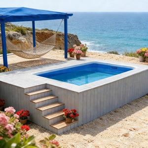 Kit de piscine rectangulaire en fibre de verre résistant aux UV pour la famille et les enfants, parfait pour la détente et les loisirs en plein air - Product Image 3