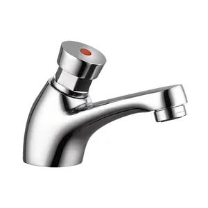 Brass Push Button Water Save Time Delay Public Bathroom Faucet Mixer