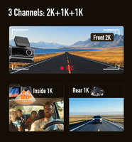 Caméra embarquée 2K Ultra HD 4G LTE WiFi à 3 caméras avec surveillance de stationnement 24h/24, ADAS et BSD
