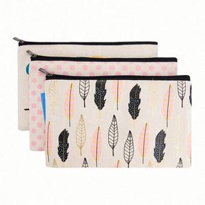 Wholesale Fashionable Cotton Canvas Lash Travel Pouch Custom Logo Reusable Toiletry Cosmetic <b>Makeup</b> <b>Case</b> With Zipper - Product Image 5