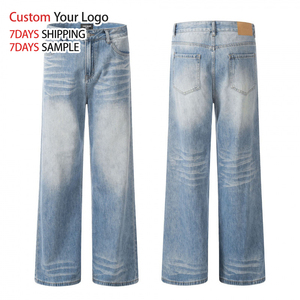 Manufacturers High Quality Wide Leg Fashion Denim <b>Overalls</b> Blue Custom Mid Waist Designer Vintage Baggy Short Casual Light <b>Men</b> - Product Image 3
