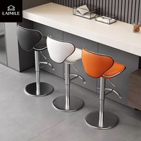 Tabouret de bar pivotant moderne réglable en hauteur, assise en cuir PU, structure en métal chromé, chaise de comptoir pour cuisine, bar, hôtel, projet