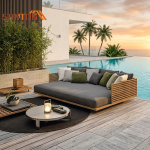 Ensemble de jardin en rotin résistant aux intempéries, plastique, 3 places, mobilier de luxe en teck pour l'extérieur, St-sf108, mobilier de luxe en teck pour l'extérieur - Product Image 1