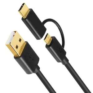 Prodata Đài Loan 1m 3A PVC đúc khuôn khổ thiết bị đầu cuối 2-in-1 USB2.0 AM-Micro bm + Micro BF để cm Type-C dây nịt dây điện - Product Image 3