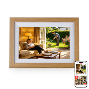 สั่งซื้อจำนวนมาก กรอบรูปดิจิตอลไม้ระบบแอนดรอยด์ขนาด 10.1 นิ้ว หน้าจอสัมผัส ใช้แอป Frameo กรอบรูปดิจิตอลไม้ - Product Image 1