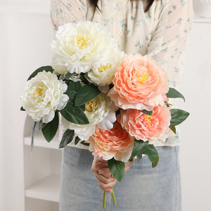 ดอกโบตั๋นประดิษฐ์ 7 หัว ทำจากผ้าไหม คุณภาพสูง เหมาะสำหรับตกแต่งบ้าน ห้องนั่งเล่น ทางเข้าบ้าน จัดแจกัน - Product Image 3