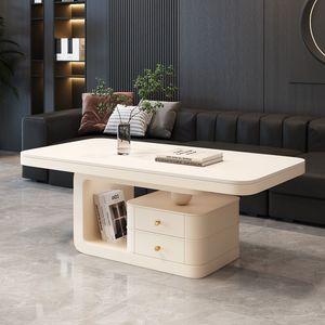 Mesa de Centro Moderna Minimalista de Losa de Piedra con Almacenamiento, Muebles para Sala de Estar - Product Image 5