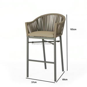 Conjunto de Muebles de Exterior Cómodos, Juego de Bar con Tejido de Cuerda, Silla Alta de Aluminio - Product Image 1