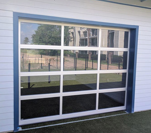 Bán chạy nhất tự động khung nhôm đen đen bảng điều khiển kính cường lực cắt cửa nhà để xe - Product Image 4