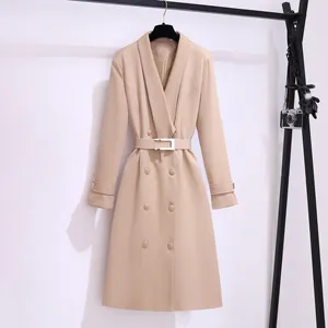 Boutique Wholesale 2023 Spring New Style Temperament Khaki Mid Length Fashion High Grade Women's Coat