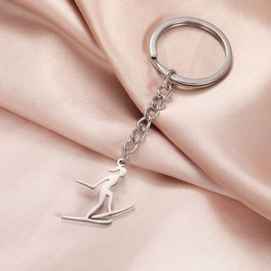 Nueva moda esquí llavero doble tablero esquí trineo deportes llaveros bolsa <span class=keywords><strong>de</strong></span> acero inoxidable coche llavero accesorios joyería regalo - Product Image 4