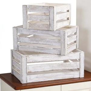Customized Wholesale Retro Distressed <strong>White</strong> <strong>Wooden</strong> <strong>Crates</strong> Suitable for Home Storage and Organization - Product Image 4