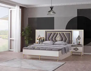 مجموعة غرفة نوم كبيرة الحجم صينية بسرير كبير الحجم مع نظام تخزين خشب ليفي متوسط الكثافة بأسعار اقتصادية عالية الجودة للبيع بالجملة كمية