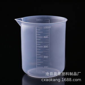 บีกเกอร์พลาสติกขนาด 500 มล., ถ้วยตวงแบบไม่มีหูจับ, บีกเกอร์สำหรับห้องปฏิบัติการ, ภาชนะใส่น้ำ, เครื่องแก้ว - Product Image 1