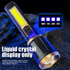 ไฟฉาย LED แบบสองแสง ชาร์จผ่าน USB ซูมได้ ไฟฉายยุทธวิธี พร้อมไฟสปอตไลท์ด้านหน้า ไฟ COB ด้านข้าง และไฟแสดงสถานะพลังงาน - Product Image 6