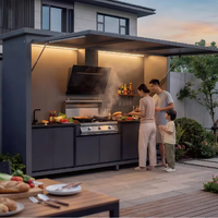 Armoire de barbecue pliable personnalisée avec logo, éclairage LED, en acier inoxydable, station de cuisson extérieure multifonctionnelle pour la vente en gros