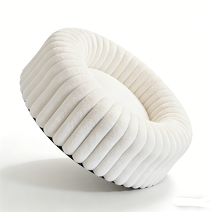 Luxury Faux Rabbit Fur Cream White Round Multiple Sizes Foam Filling Dog Bed Donut <strong>Pet</strong> <strong>Sofa</strong> for Sleeping - Product Image 3