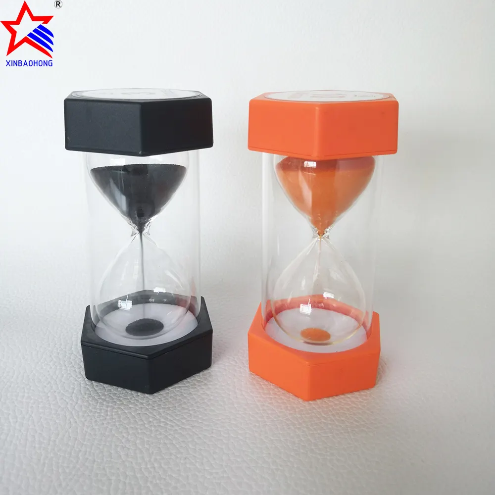 Hot Selling Kids Hexagon Sand Timer Customizable Logo 30 Sec to 30 Min Plastic Hourglass for Educational Toys