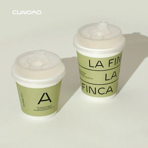 أكواب قهوة مخصصة من المصنع، أكواب ورقية بطباعة شعار مخصص بغطاء للاستخدام الخارجي - Product Image 1