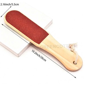 Holz-Fußschrubber mit Eigenem Logo, Langer Griff, Bimsstein-Fußfeile, Doppelseitige Fußfeile, Fersenreiniger, Fußpflegewerkzeug für Zuhause - Product Image 2