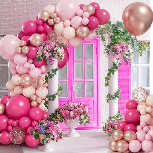 Kit de Guirnalda de Globos Rosas de 152 Piezas, Globos Rosa Intenso, Rosa <span class=keywords><strong>Pastel</strong></span> y Naranja para Decoraciones de Bodas, Suministros para Fiestas de Cumpleaños - Product Image 3