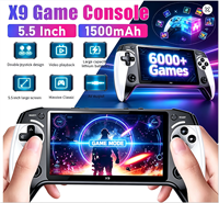 Console de jeu portable rétro Hot X9 avec écran HD de 5,5 pouces, rétro 360 °   Manette de jeu vidéo rétro antidérapante, cadeau pour enfants