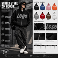Sweat-shirt à capuche intégral zippé personnalisé pour homme, 100 % coton biologique, pour impression en relief et broderie, idéal pour l'automne
