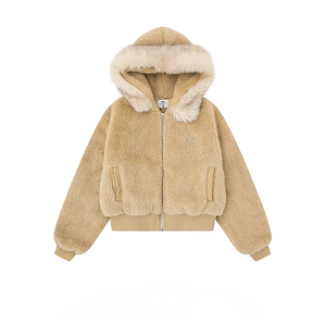 Veste d'automne pour homme, courte, matelassée, à capuche, en fausse fourrure de vison, en tissu éponge, zippée, avec broderie <span class=keywords><strong>Condor</strong></span> Eagle, style streetwear américain, vente en gros - Product Image 3