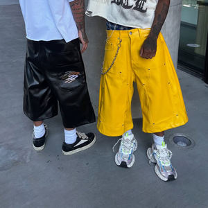 <span class=keywords><strong>Pantaloncini</strong></span> da Uomo in <span class=keywords><strong>Pelle</strong></span> PU di Lusso con Stampa Personalizzata Streetwear, Doppio Strato, Stile Vintage Carpenter - Product Image 2